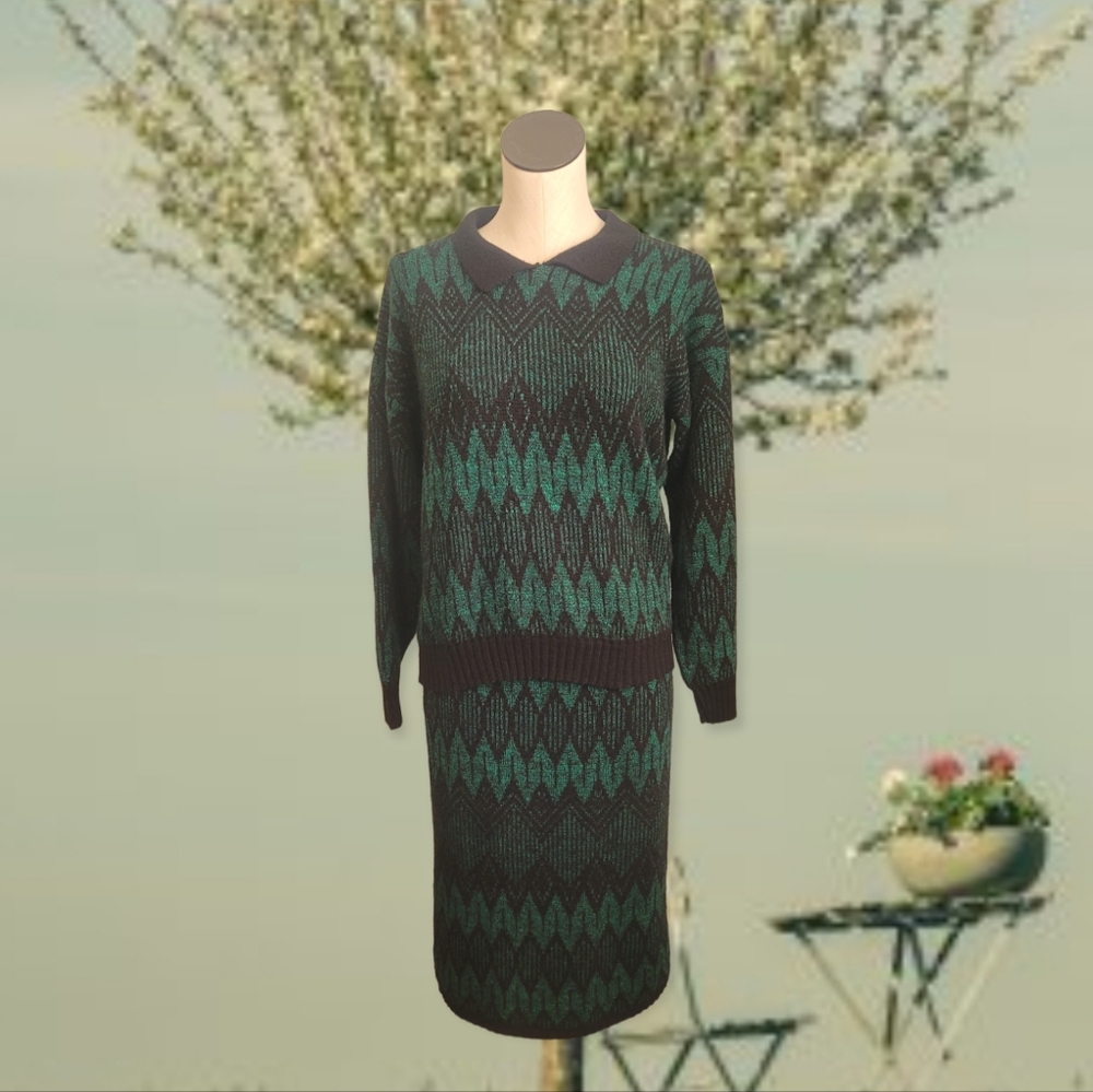 Vintage 70s Sweater Skirt Set